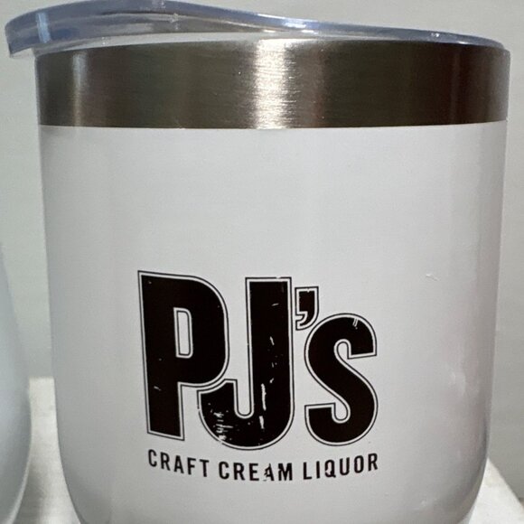 2 PJs Craft Cream Liquor Stainless Steel Insulated White Tumblers Clear Lids - Picture 5 of 10